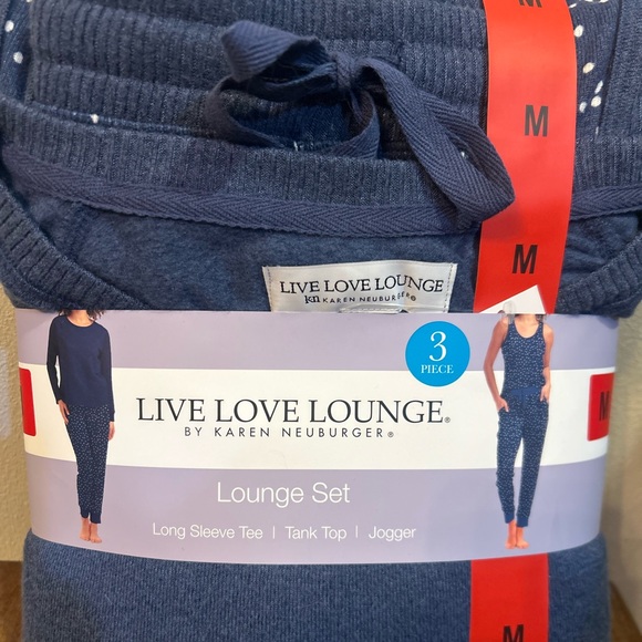 Karen Neuberger Live Love Women’s Pajama 3 Piece Navy Blue Lounge Set Medium NWT - Picture 2 of 3